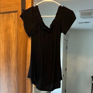 Cupio Black Ruched Women's Blouse